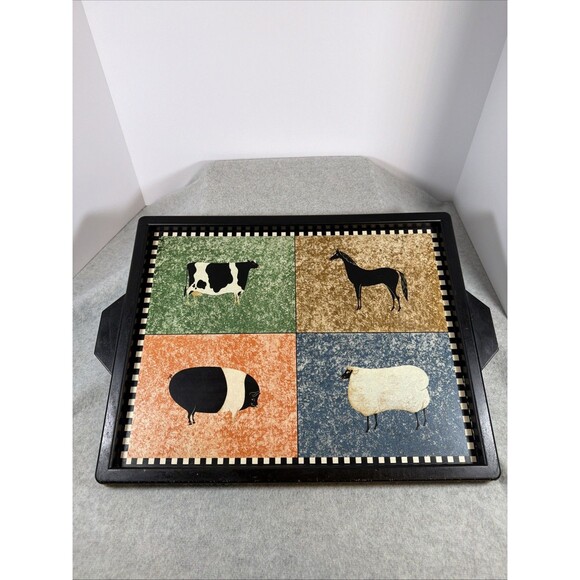 Sakura Other - Brandon House Barnyard Animals by Warren Kimball 18”x14” Wooden Tray